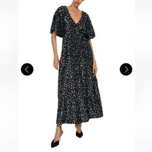 ZARA | LIKE NEW | RARE | Sequin & Pearl Embellished Black Dress | SZ SM